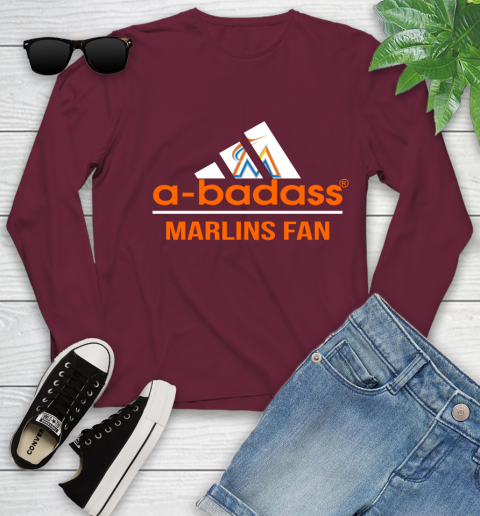 MLB A Badass Miami Marlins Fan Adidas Baseball Sports Youth Long Sleeve 6