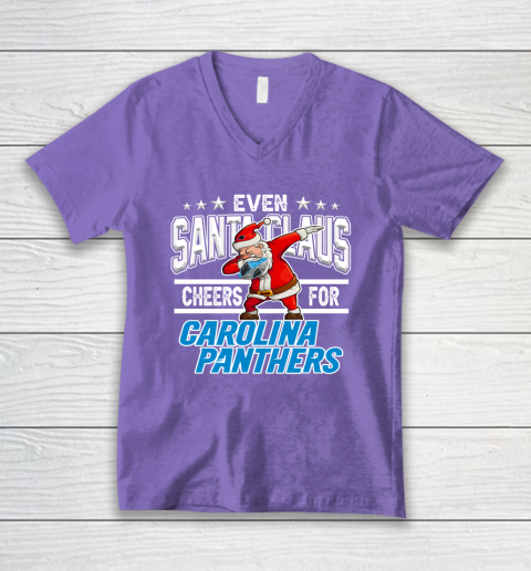 Carolina Panthers Even Santa Claus Cheers For Christmas NFL V-Neck T-Shirt 8