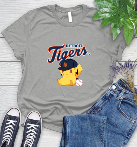 MLB Pikachu Baseball Sports Detroit Tigers Women's T-Shirt 10