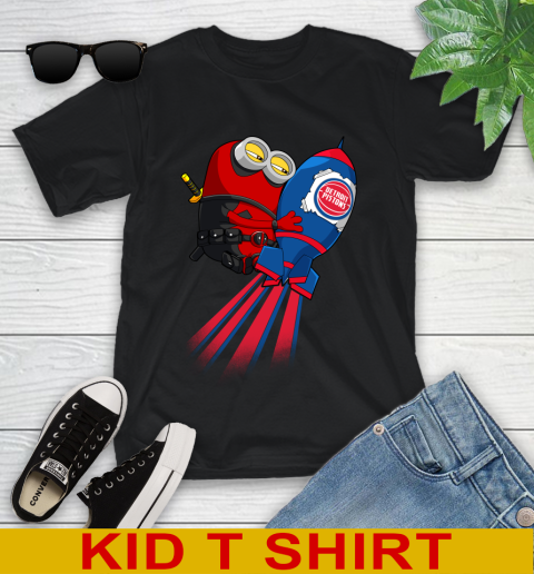 NBA Basketball Detroit Pistons Deadpool Minion Marvel Shirt Youth T-Shirt