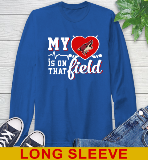 NHL My Heart Is On That Field Hockey Sports Arizona Coyotes Long Sleeve T-Shirt 11
