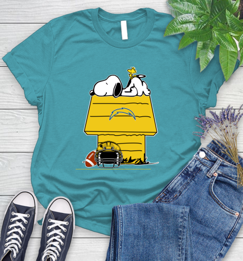 Los Angeles Chargers NFL Football Snoopy Woodstock The Peanuts Movie Women's T-Shirt 12
