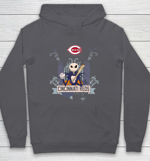 MLB Cincinnati Reds Baseball Jack Skellington Halloween Hoodie 4