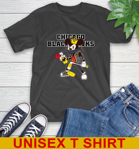 Chicago Blackhawks NHL Hockey Mickey Peace Sign Sports T-Shirt 2