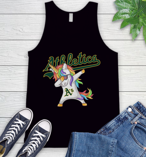 Oakland Athletics MLB Baseball Funny Unicorn Dabbing Sports Tank Top 2