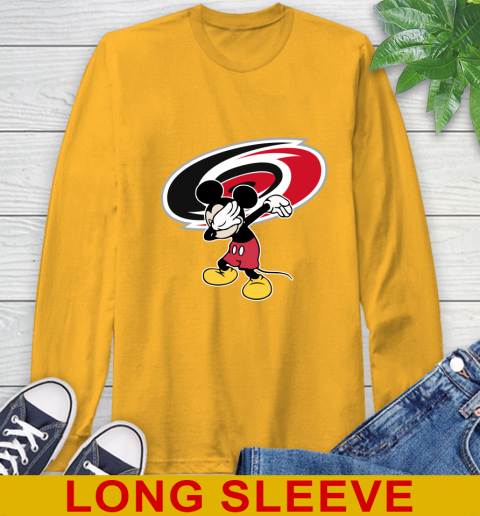 Carolina Hurricanes NHL Hockey Dabbing Mickey Disney Sports Long Sleeve T-Shirt 3