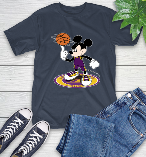 NBA Basketball Los Angeles Lakers Cheerful Mickey Disney Shirt T-Shirt 4