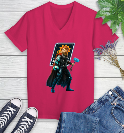 NBA Thor Avengers Endgame Basketball Phoenix Suns Women's V-Neck T-Shirt 9