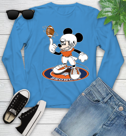 NFL Football Denver Broncos Cheerful Mickey Disney Shirt Youth Long Sleeve 7