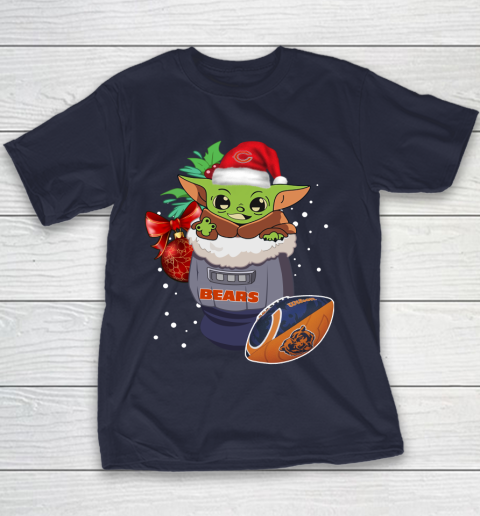 Chicago Bears Christmas Baby Yoda Star Wars Funny Happy NFL Youth T-Shirt 4