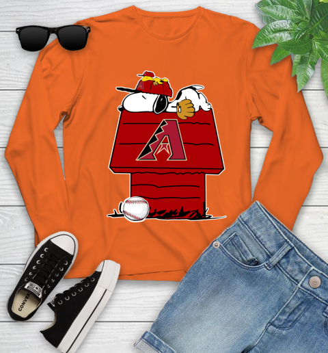 MLB Arizona Diamondbacks Snoopy Woodstock The Peanuts Movie Baseball T Shirt Youth Long Sleeve 4