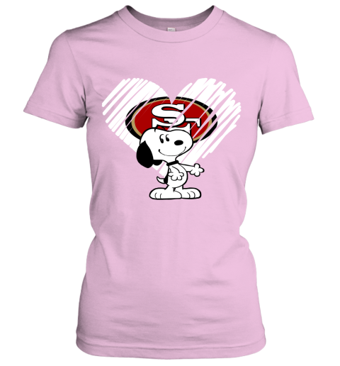 9dyv a happy christmas with san francisco 49ers snoopy ladies t shirt 20 front light pink