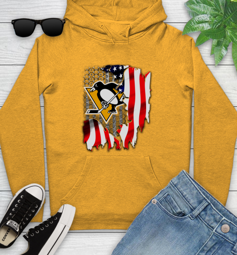 Pittsburgh Penguins NHL Hockey American Flag Youth Hoodie 2