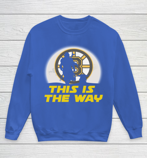 Boston Bruins NHL Ice Hockey Star Wars Yoda And Mandalorian This Is The Way Youth Sweatshirt 6