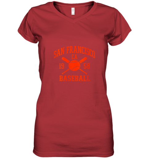 xkdp womens san francisco baseball vintage sf the city giant gift women v neck t shirt 39 front red