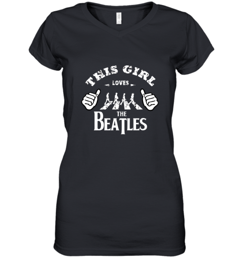 This Girl Loves The Beatles Women's V-Neck T-Shirt