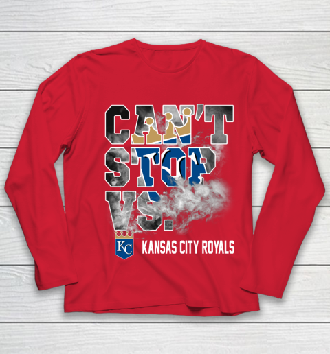 MLB Kansas City Royals Baseball Can't Stop Vs Kansas City Royals Youth Long Sleeve 8