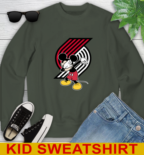 Portland Trail Blazers NBA Basketball Dabbing Mickey Disney Sports Youth Sweatshirt 9