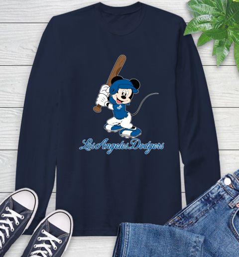 MLB Baseball Los Angeles Dodgers Cheerful Mickey Mouse Shirt Long Sleeve T-Shirt 4