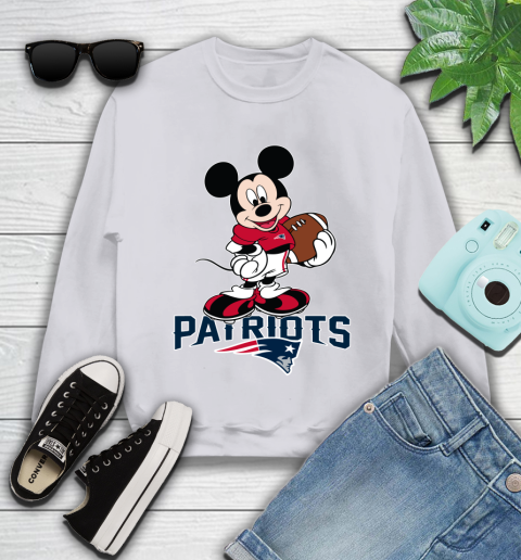 NFL Football New England Patriots Cheerful Mickey Mouse Shirt Youth Sweatshirt 4