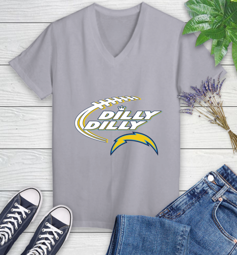 NFL Los Angeles Chargers Dilly Dilly Football Sports Women's V-Neck T-Shirt 4