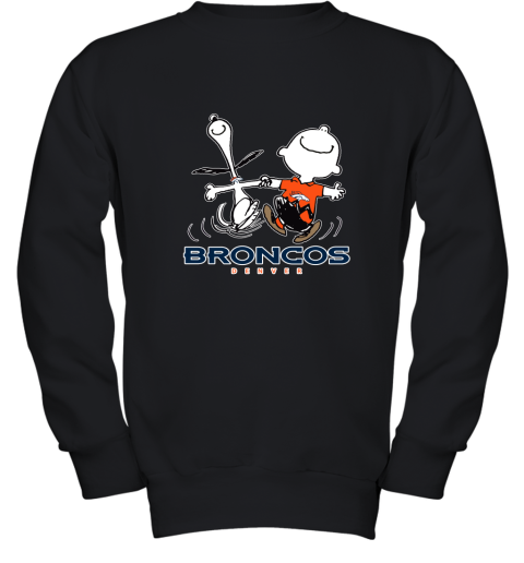Snoopy And Charlie Brown Happy Denver Broncos Fans Youth Sweatshirt