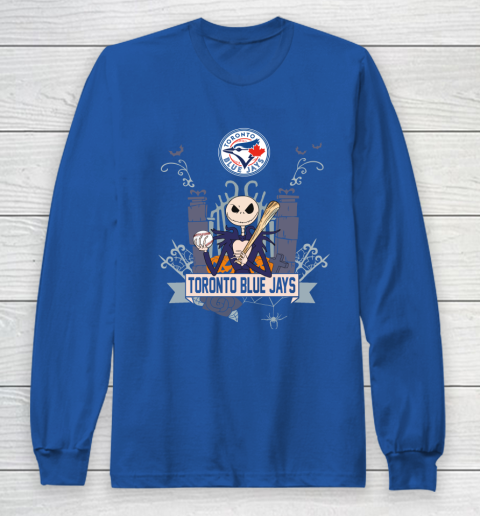 MLB Toronto Blue Jays Baseball Jack Skellington Halloween Long Sleeve T-Shirt 6