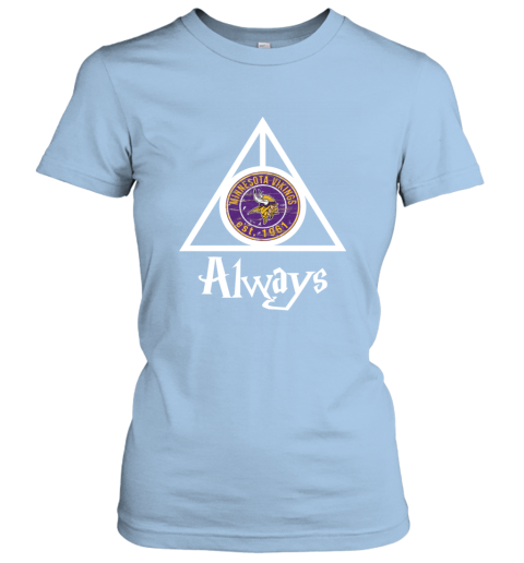 Always Love The Minnesota Vikings x Harry Potter Mashup NFL ruut always love the minnesota vikings x harry potter m ladies t shirt 20 front light blue