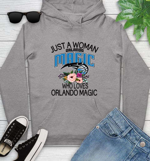 NBA Just A Woman Who Loves Orlando Magic Basketball Sports Youth Hoodie 4