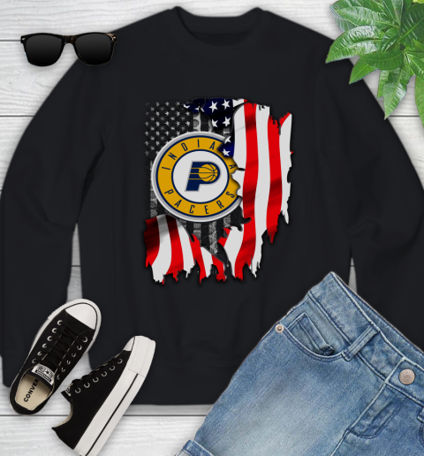 Indiana Pacers NBA Basketball American Flag Youth Sweatshirt