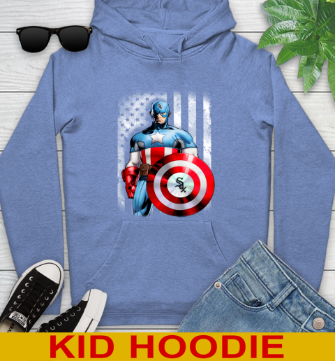 Chicago White Sox MLB Baseball Captain America Marvel Avengers American Flag Shirt Youth Hoodie 12