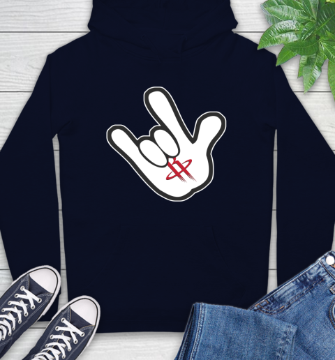 Houston Rockets NBA Basketball Mickey Rock Hand Disney Hoodie 4