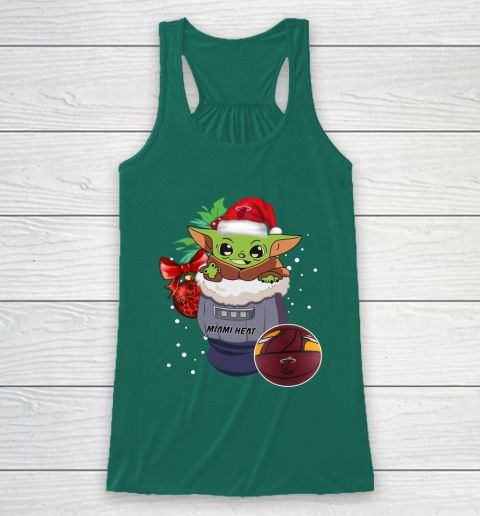 Miami Heat Christmas Baby Yoda Star Wars Funny Happy NBA Racerback Tank 6