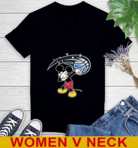 Orlando Magic NBA Basketball Dabbing Mickey Disney Sports Women's V-Neck T-Shirt 2