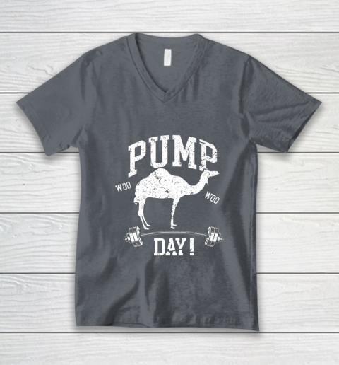 Funny Pump Day Hump Day Camel Weight Lifting Training Gym V-Neck T-Shirt - Image 5