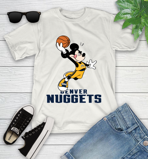 NBA Basketball Denver Nuggets Cheerful Mickey Mouse Shirt Youth T-Shirt 2
