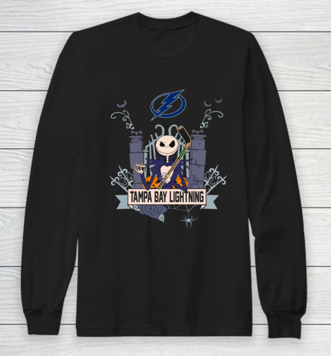 NHL Tampa Bay Lightning Hockey Jack Skellington Halloween Long Sleeve T-Shirt