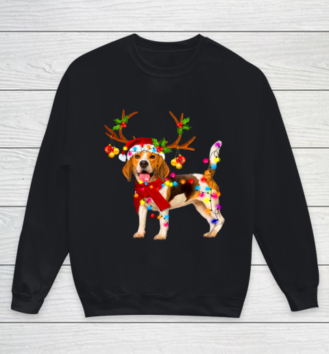 Santa beagle dog gorgeous reindeer Light Christmas Youth Sweatshirt