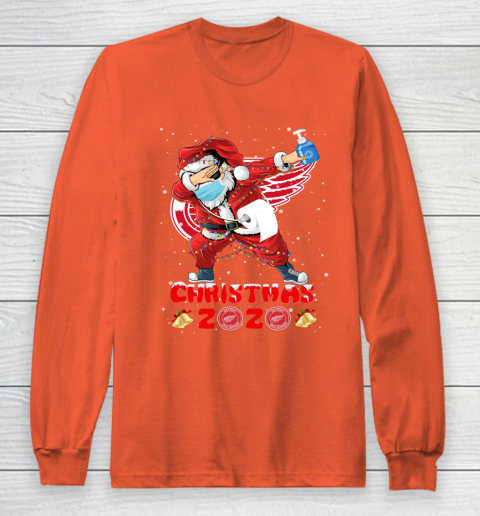 Detroit Red Wings Funny Santa Claus Dabbing Christmas 2020 NHL Long Sleeve T-Shirt 3