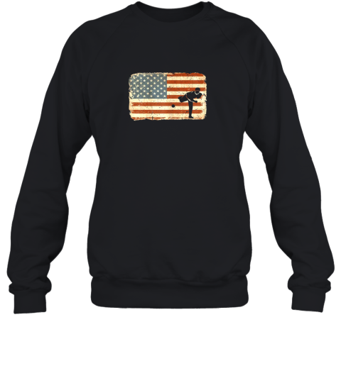Vintage Baseball Pitcher Shirt American Flag Sweatshirt