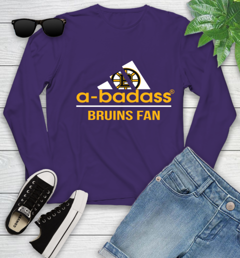NHL A Badass Boston Bruins Fan Adidas Hockey Sports Youth Long Sleeve 4