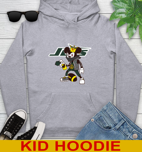New York Jets NFL Football Mickey Peace Sign Sports Youth Hoodie 6