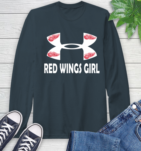 NHL Detroit Red Wings Girl Under Armour Hockey Sports Long Sleeve T-Shirt 9