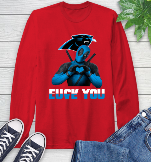 NHL Carolina Panthers Deadpool Love You Fuck You Football Sports Long Sleeve T-Shirt 11