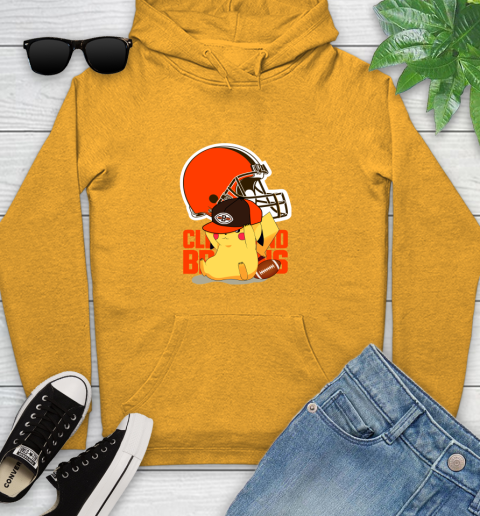 NFL Pikachu Football Sports Cleveland Browns Youth Hoodie 3
