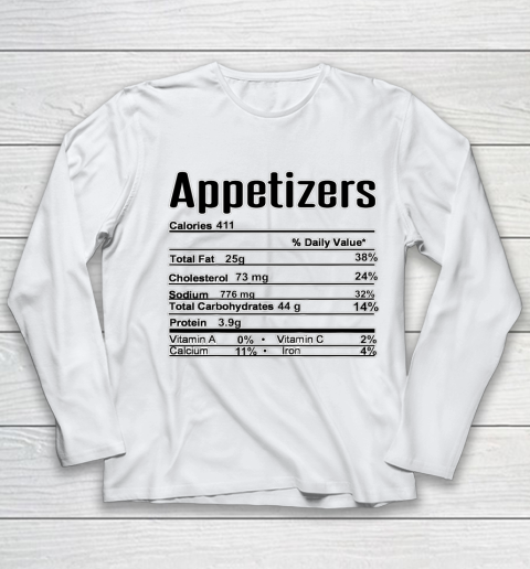 Thanksgiving Christmas Appetizers Nutrition Fact Youth Long Sleeve