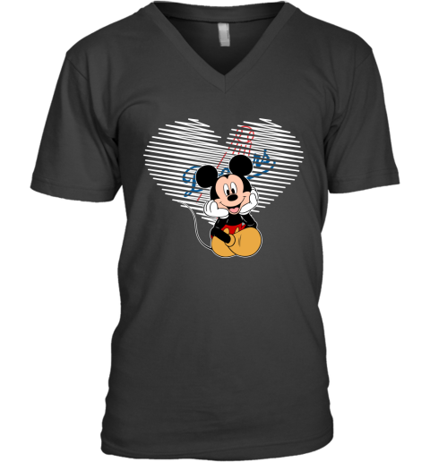 MLB Los Angeles Dodgers The Heart Mickey Mouse Disney Baseball T Shirt_000  Women's T-Shirt