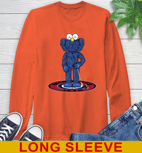 NHL Hockey Winnipeg Jets Kaws Bff Blue Figure Shirt Long Sleeve T-Shirt 5