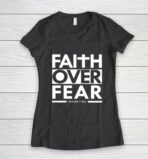 Faith Over Fear Christian Bible Verse Scripture Women's V-Neck T-Shirt 6