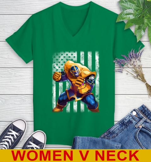 NHL Hockey Buffalo Sabres Thanos Marvel American Flag Shirt Women's V-Neck T-Shirt 5